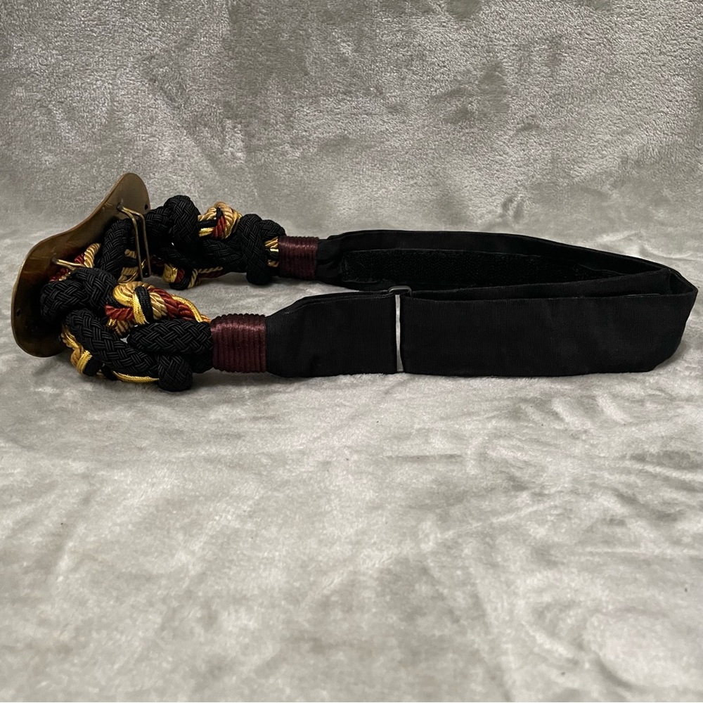 Vintage Carolyn Tanner Braided Black Belt Gold Metal Accent Statement Waist Belt - Picture 5 of 10